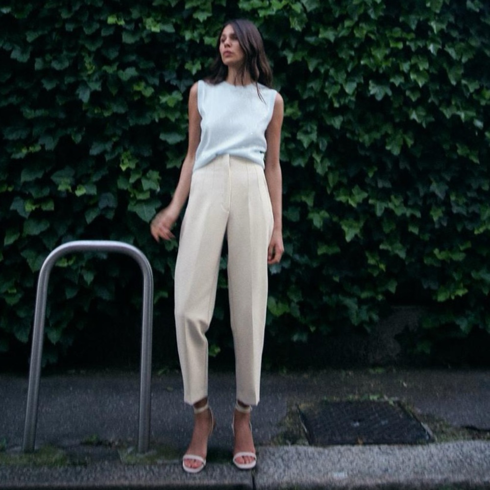 Zara High Waste Ankle Cigarette Trousers